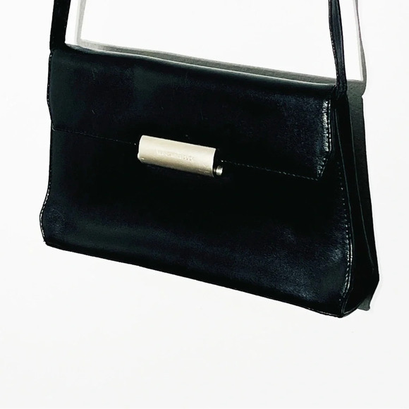 Vintage Mandarina Duck Black Leather Crossbody Bag Silver hardware - Picture 1 of 8